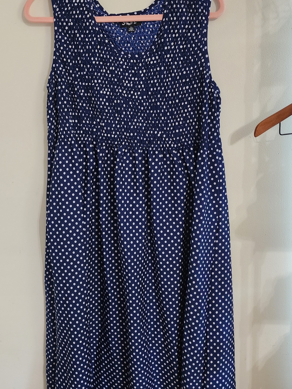 SOL Blue and White Polka Dot Sleeveless Dress - Size 1X‎